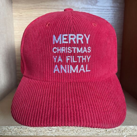 NWT MERRY CHRISTMAS YA FILTHY ANIMAL Trucker  Hat Strap Corduroy Home Alone - Picture 2 of 14